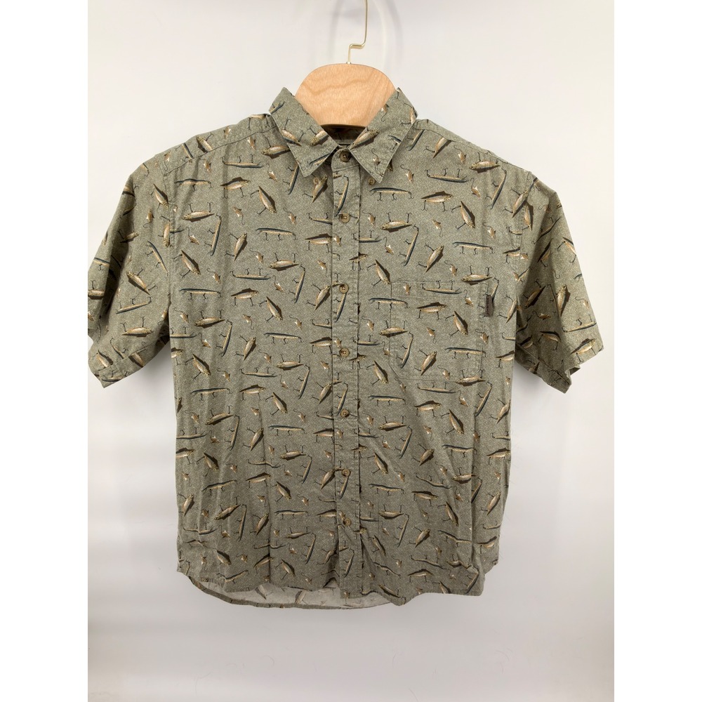 Vintage Woolrich Men's L Fishing Lure Shirt Short Sleeve 90s Outdoorsy Gorpcore